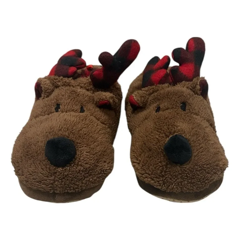 Old Navy Faux-Fur Reindeer Slippers For Kids Size 1-2